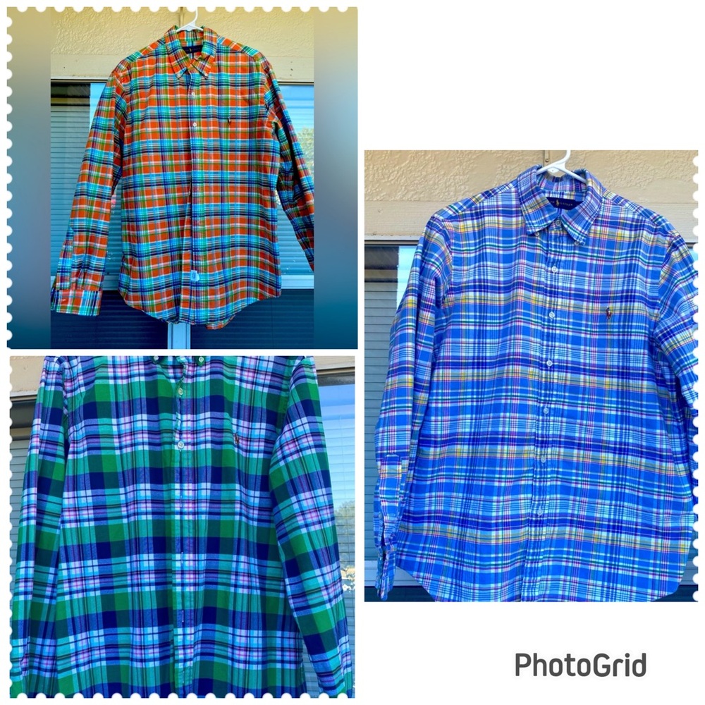 Ralph Lauren Polo Size Large Lot of 3 Classic Long Sleeve Shirts Men's Casual